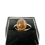 9ct Gold Amber Single Stone Ring (2g)