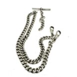 An Antique Silver Double Albert Watch Chain (55g)