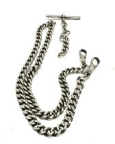 An Antique Silver Double Albert Watch Chain (55g)