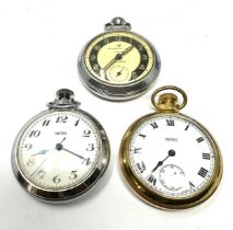 3 vintage pocket watches inc smiths & ingersoll all are ticking