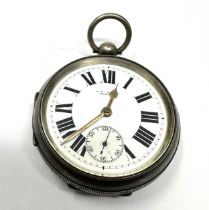 Antique silver open face pocket watch j.p davis boston the watch is ticking