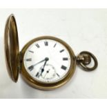 Gold plated full hunter pocket watch the watch is ticking