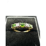 9ct Gold Diamond & Diopside Five Stone Ring (1.8g)