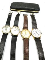 4 vintage gents wristwatches the watches are ticking inc timex rotary etc