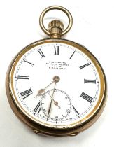 Antique gold plated open face pocket watch the watch is ticking