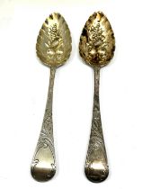 Pair of georgian silver berry spoons