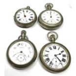 4 Antique nickel cased open face pocket watches inc Elgin aberdeen etc untested