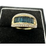 9ct Gold Blue Topaz & diamond Ring (3.8g)