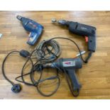 Selection of power tools includes Bosch 280W drill, black and decker etc, untested