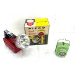 Selection of retro vintage lights to include Pifco Red dome, Ever ready torch etc