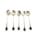 Set of five silver hallmarked coffee bean spoons