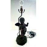 Resin cherub lamp, untested, 18 inches tall 1994 crosa
