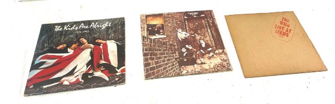 Selection of 3 The who records includes Meaty Beaty, Live at Leeds, The kids are alright