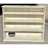 Pine vintage painted bookcase measures approximately 42 inches tall 50 inches wide 12 inches depth