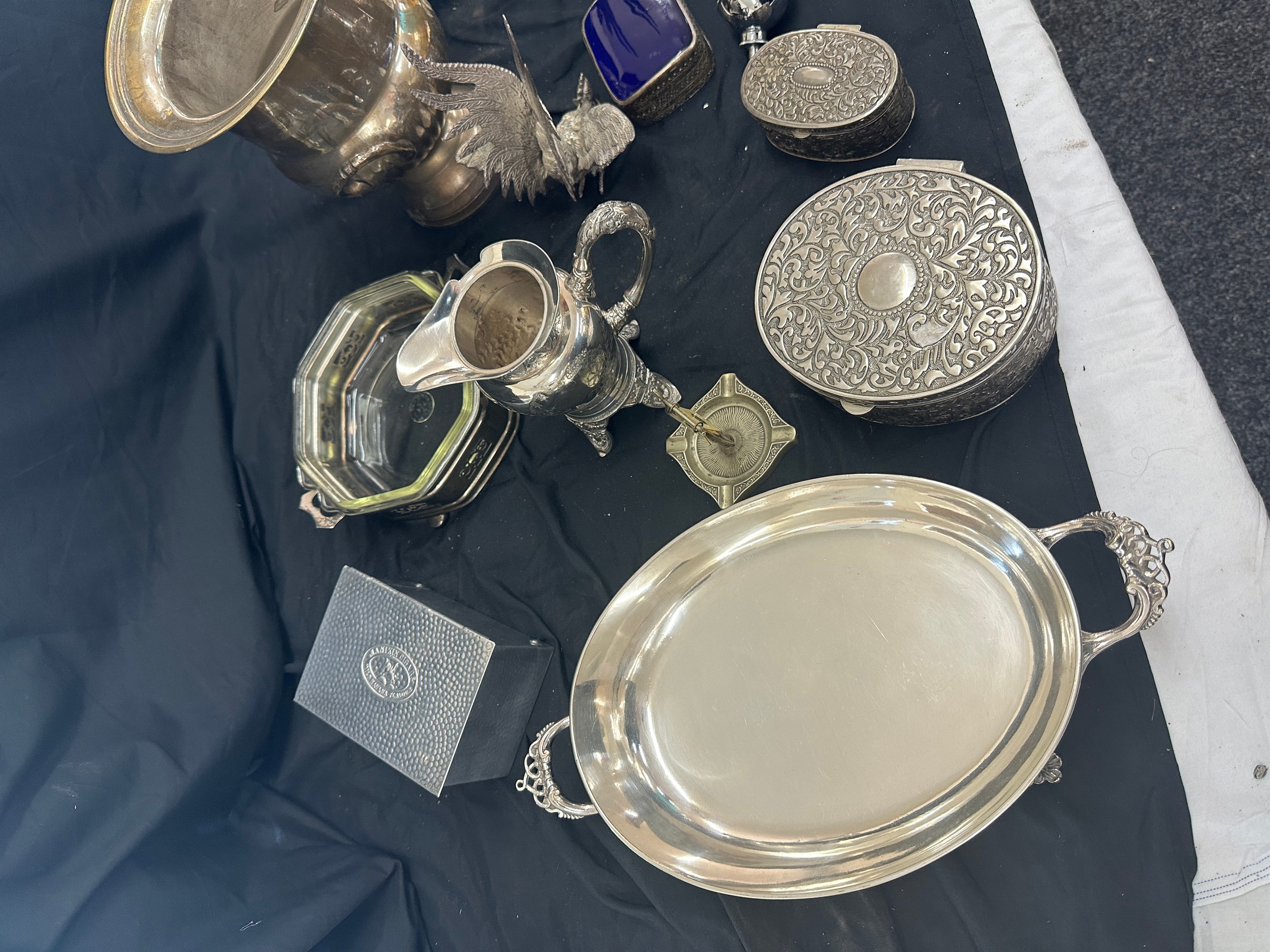 Large selection of silver plate EPNS items to include Champagne bucket, trays, plate mats etc - Image 6 of 7