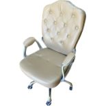 Faux Leather cream swivel office chair, approximate measurements: Overall height 42 inches