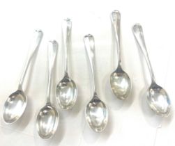 Set of six silver tea spoons, James Edward Barry Sheffield hallmark total weight 82 grams