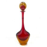 Murano glass Verti art Serguso large decanter with stopper, good overall condition, approximate