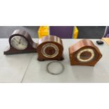 Three vintage 2 key hole mantle clocks, untested