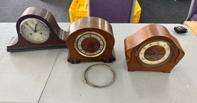 Three vintage 2 key hole mantle clocks, untested