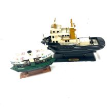 2 Model tug boats on stand, star berry con con