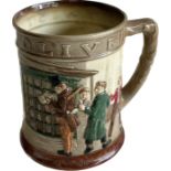 Large Royal Doulton Oliver Twist Tankard, approximately 6 inches tall, diameter 4.5 inches 1949