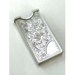 Sterling silver Victorian card case antique rubbed hallmarks Birmingham 1898, approximate weight 36g