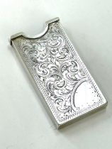 Sterling silver Victorian card case antique rubbed hallmarks Birmingham 1898, approximate weight 36g