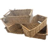 Selection of 5 matching wicker baskets measures approx 25 inches long by 14 inches wide
