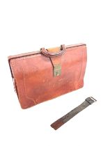 Vintage leather brief case and 1 other