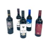 Selection of assorted red wines includes cambalala cabernet sauvignon etc