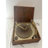 Vintage wooden cased record player, untested