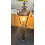 Vintage copper and metal lamp post light measures approx 40.5 inches tall in working order