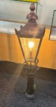 Vintage copper and metal lamp post light measures approx 40.5 inches tall in working order