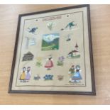 Framed Switzerland embroidery, frame measures approximately