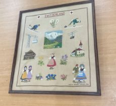 Framed Switzerland embroidery, frame measures approximately