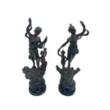 Pair of figures on a base height approximately 16inches tall