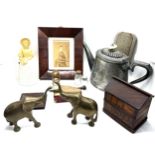 Selection of vintage collectable items to include brass elephants, Waverley fountain pen, EPNS etc