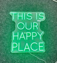 Neon beach light up "this is our happy place" green neon light, complete working order measures