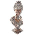 19th century Victorian bronze bust of a lady, height 22.5cm, fine Patina