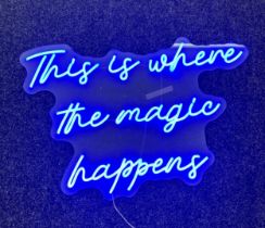 Neon beach light up "this is where the magic happens" blue neon light, complete working order