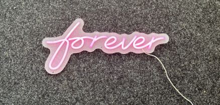 Neon beach light up forever pink neon light, complete working order measures approximately 20 inches