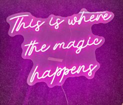 Neon beach light up "this is where the magic happens" pink neon light, complete working order