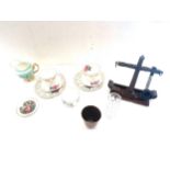 Selection of collectables includes pipe stand, tea cups etc