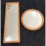 Two pine mirrors largest measures 14.5 inches wide by 42.5 inches long