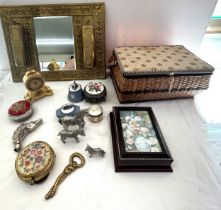 Selection of miscellaneous includes brass mirror, basket etc