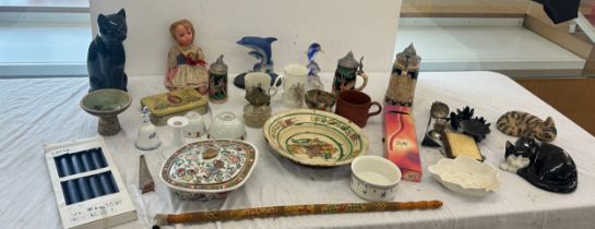 Large selection of vintage and later miscellaneous to include German steins and a doll, pottery,