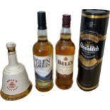 Selection sealed whisky to include Glenfiddich, Bells, and Glen Orrin