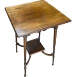 Mahogany 2 tier occasional table, approximate measurements: Height 25 inches, 15 inches square