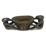 Wooden carved African bowl measures approx 17 inches long